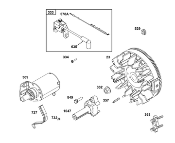 Flywheel, Ignition, And Starter Group Diagram and Parts List for 305447-0629-B5 200000 - 399999 Briggs and Stratton Engine